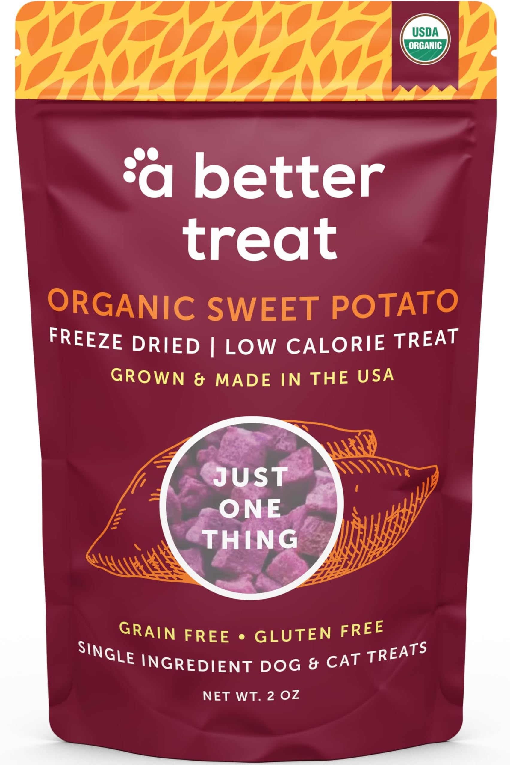 Freeze Dried Organic Purple Sweet Potato Dog and Cat Treats, Organic, Single Ingredient | Natural, Healthy, Diabetic Friendly | Made in The USA