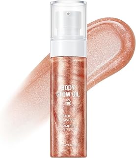 Aceite de brillo corporal de oro rosa con SPF...