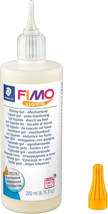 STAEDTLER FIMO Liquid 8051 Liquid Gel 200 ml Translucent - Oven Hardening Supplement Product for Glazing Effects and Image Transfer Compatible with All FIMO Lines - 8051-00