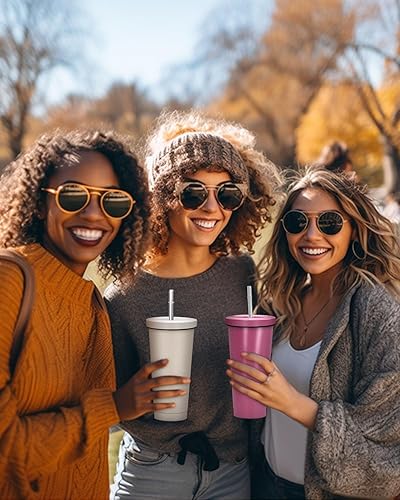 Miniatura 9 de Vaso aislado con tapa y pajilla, taza fría, taza de acero inoxidable de 25 onzas con aislamiento al vacío, taza de café de doble pared, sin BPA,