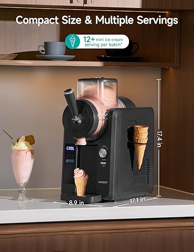 Miniatura 8 de HiCOZY Máquina de granizado F3 y máquina de helado de servicio suave, no necesita hielo, autolimpieza, 5 ajustes preestablecidos para servicio