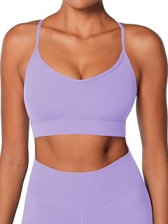 Sunzel Women's Removable Pads Adjustable Straps Open Back Sports Bra | Removable Pads, Adjustable Straps, Open Back, Soft Stretch, Four-Way Stretch, For Yoga Gym Workouts