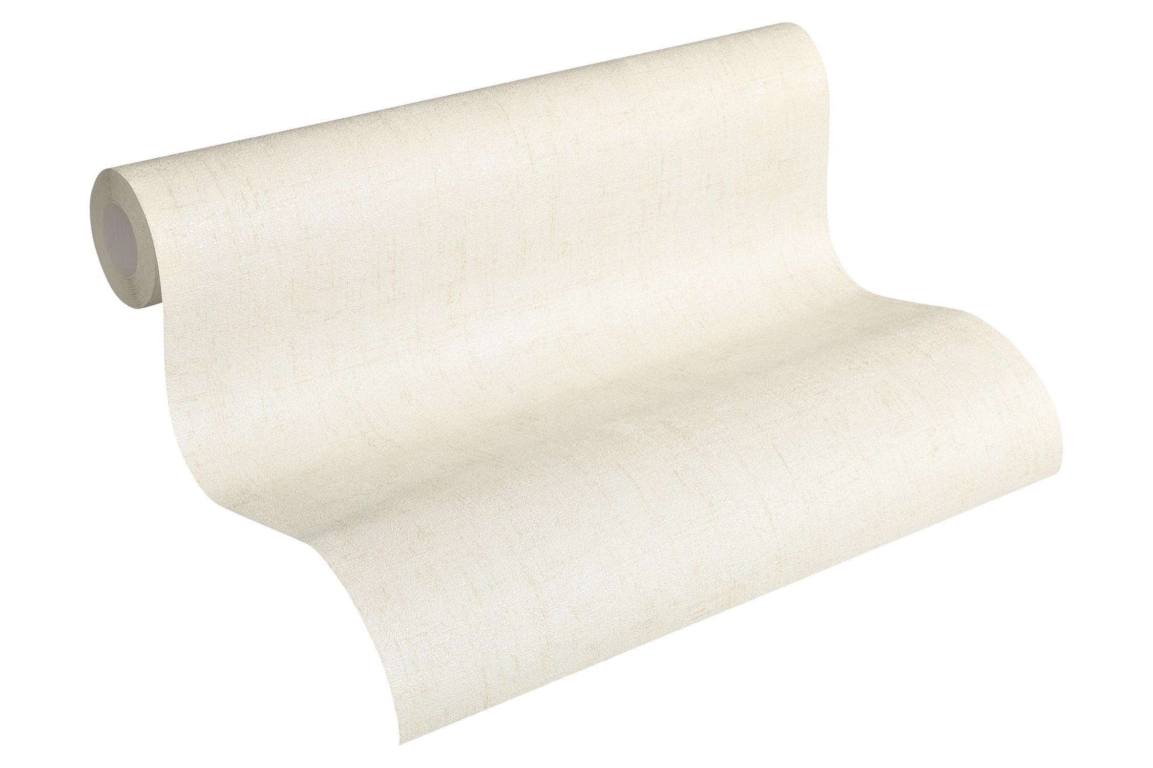 Papier peint uni beige crème Sanders & Sanders effet pictural 53 cm x 10.05 m