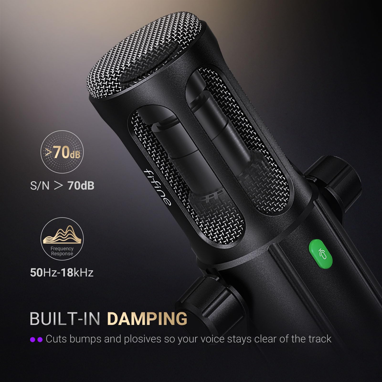 FIFINE USB/XLR Dynamisches Mikrofon für Gesang, Podcasts, Streaming, Aufnahme, Rundfunk, Studiomikrofon mit Stummschalttaste, Kopfhöreranschluss für PC/XLR-Mixer, TANK6