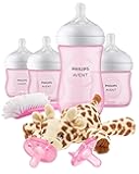 Philips Avent Natural Baby Bottle with Natural Response Nipple, Pink Baby Gift Set with Snuggle, SCD838/03