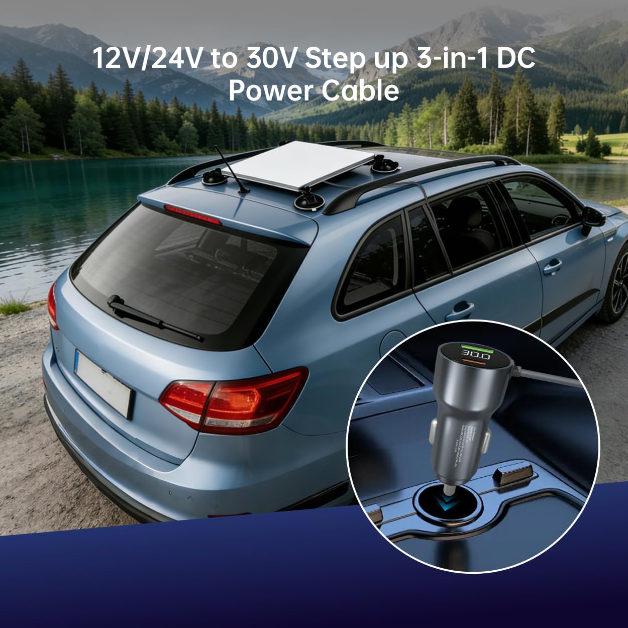 Starlink Mini Car Charger, Starlink Mini Car Adapter with Independent Boost Converter, 12V/24V to 30V Step-up 3-in-1 DC Power Cable, 90W 10ft 18AWG Cord, Digital Display for RV, Truck, Boat