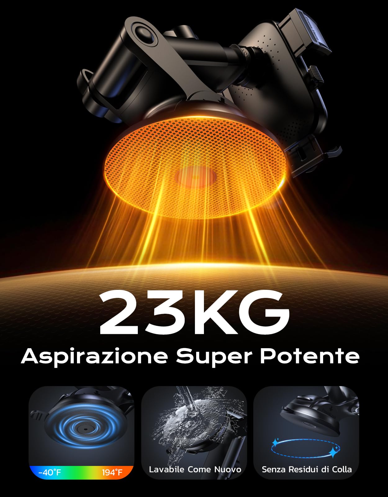 Mohard Porta Cellulare Caricatore Wireless Auto, 15W Ricarica Wireless Automobile Rapida con Adattatore QC3.0, Caricabatterie Supporto Telefono Rotazione 360° Cruscotto/Parabrezza, per 4.7-6.9" Phone