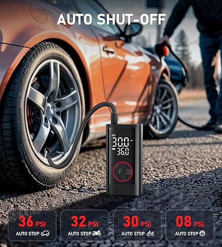 Miniatura 3 de Pumptiva Compresor de aire portátil del inflador del neumático, bomba eléctrica del neumático de la bici