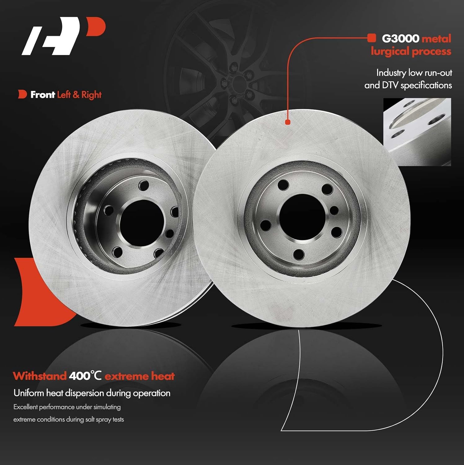 A-Premium 12.91 inch (327.8mm) Front Vented Disc Brake Rotors Compatible with Select BMW Models - X3 2011-2017, X4 2015-2018, 2-PC Set