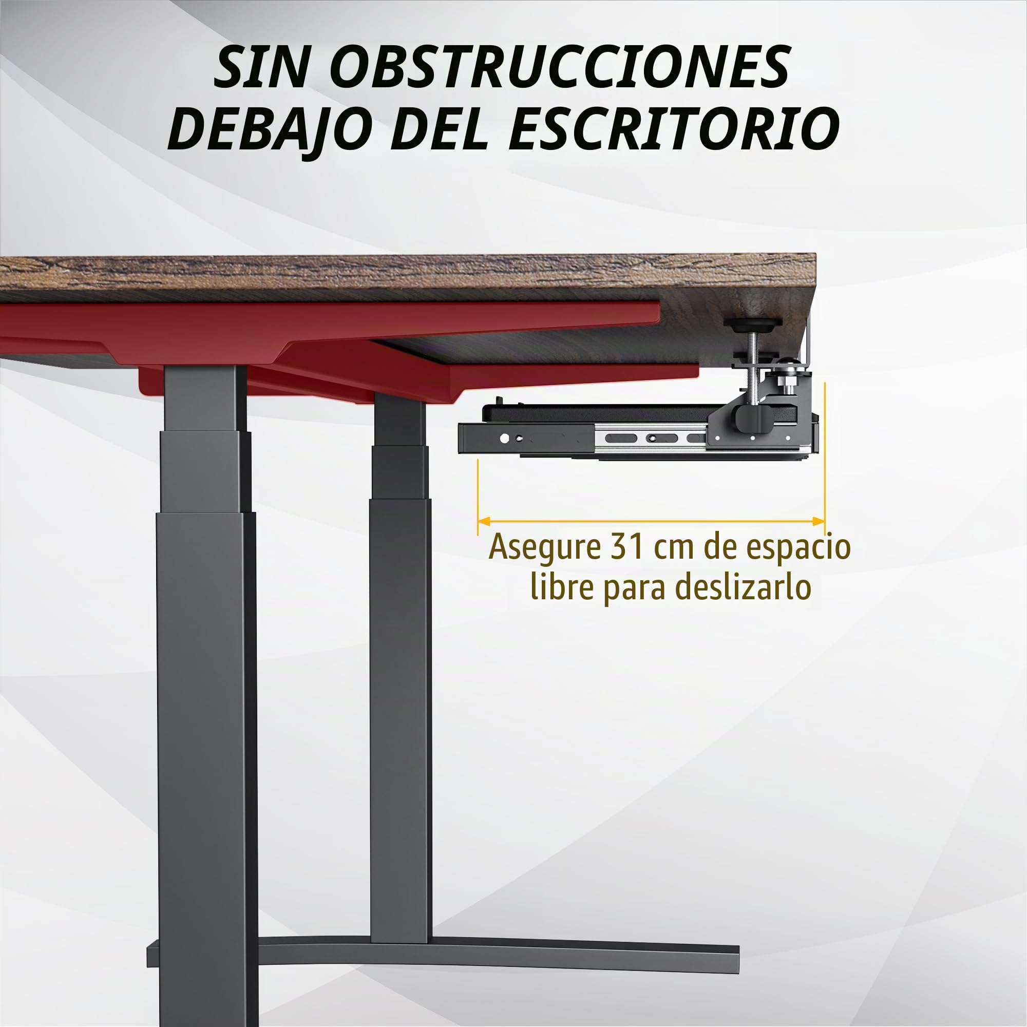 ETHU Bandeja para teclado debajo del escritorio con abrazadera en C, estante negro para teclado de 68 x 30 cm para escritorios de esquina con deslizamiento de cierre suave e instalación sin