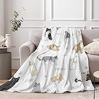 Vista 1 de Manta con estampado de gatos para niños, bonita manta de franela suave y acogedora con gatos para niñas, 50 x 60 pulgadas, cálida manta de vellón