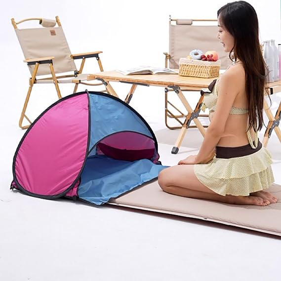 Pop Up Sun Tent with Zippered Door - Portable Beach and Face/Head Shade Protection for Outdoor Picnic and Camping