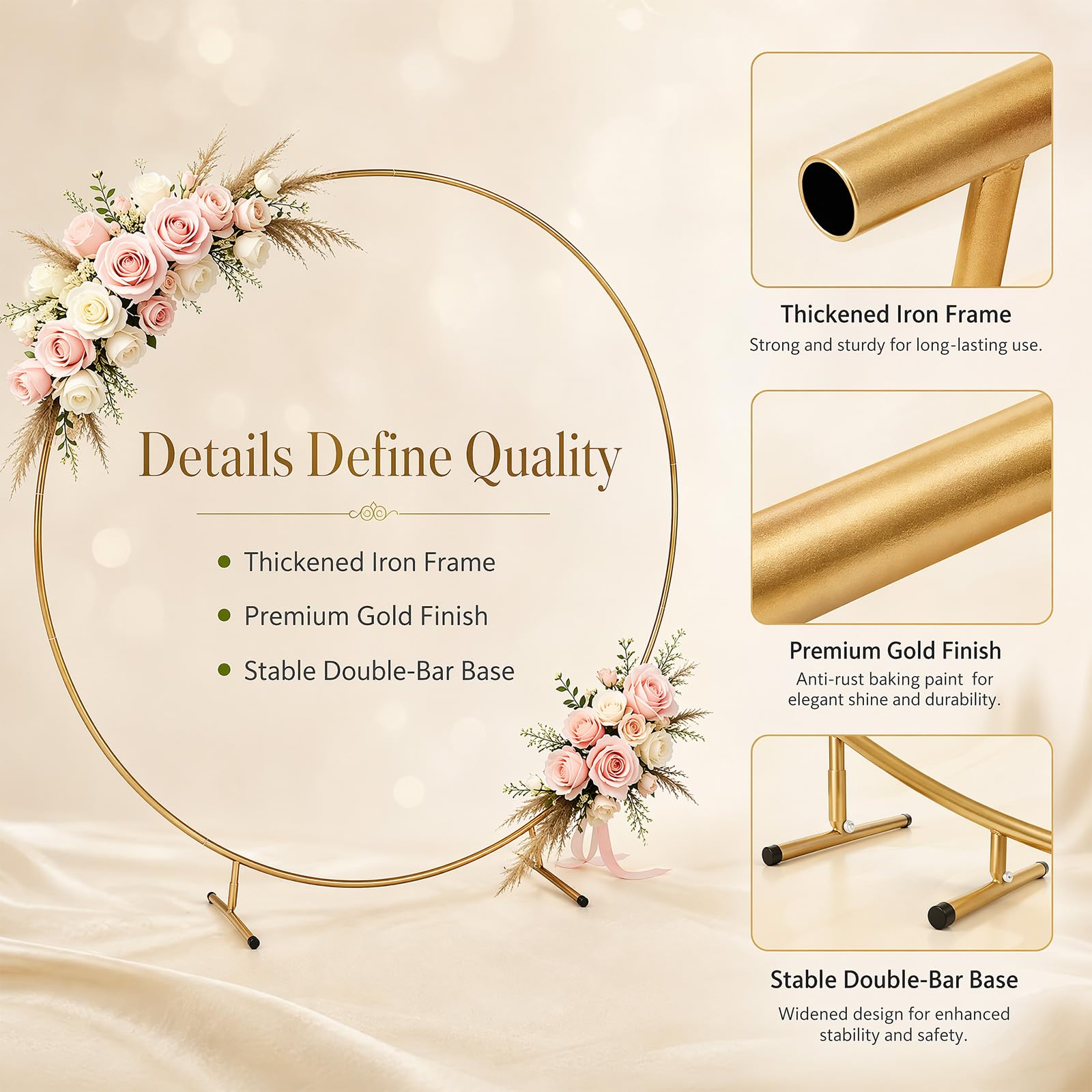 Arco per palloncini da 1,8 m in metallo, telaio rotondo con sacchi d'acqua e picchetti, set per matrimoni, compleanni, feste e decorazioni per arco d'uva