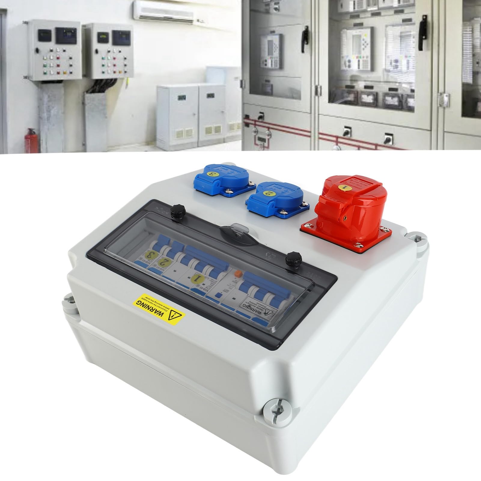 Generic Wodoodporna Przemysłowa Skrzynka Gniazd Elektrycznych z Wyłącznikiem C16 do zastosowań w Ciężkich Warunkach 2 Rdzenie 220–250 V i 5 Rdzeni 380–415 V