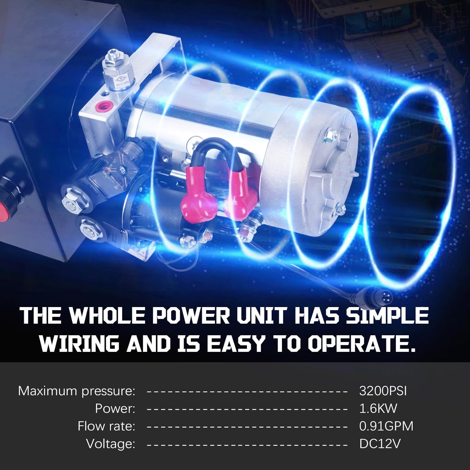 1 Piece 8 Quart Hydraulic Power Unit Electric Hydraulic Pump 12V DC Double Acting Max Pressure 3200PSI Hydraulic Pump for Dump Trailer Lifting