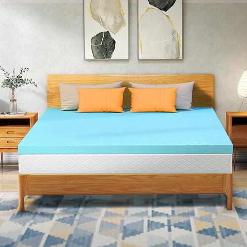 Miniatura 7 de VALUXE Cubrecolchón King de espuma viscoelástica de gel refrescante de 3 pulgadas, certificado CertiPUR-US para aliviar el dolor de espalda, ropa de