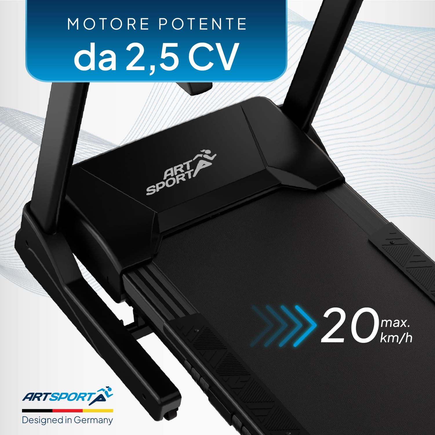 ArtSport Tapis roulant Speedrunner 6000 pieghevole - 22 km/h, 99 programmi, 22 livelli di inclinazione, display LCD da 7 pollici, fino a 150 kg, superficie di corsa: 133 x 50 cm