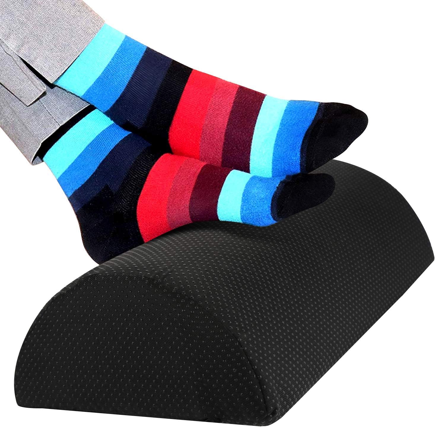 Footrest Under Desk, High Density Sponge Ergonomic Foot Rest Cushion, Foot Pillow for Improved Posture and Stress Relief in Office & Home-Black