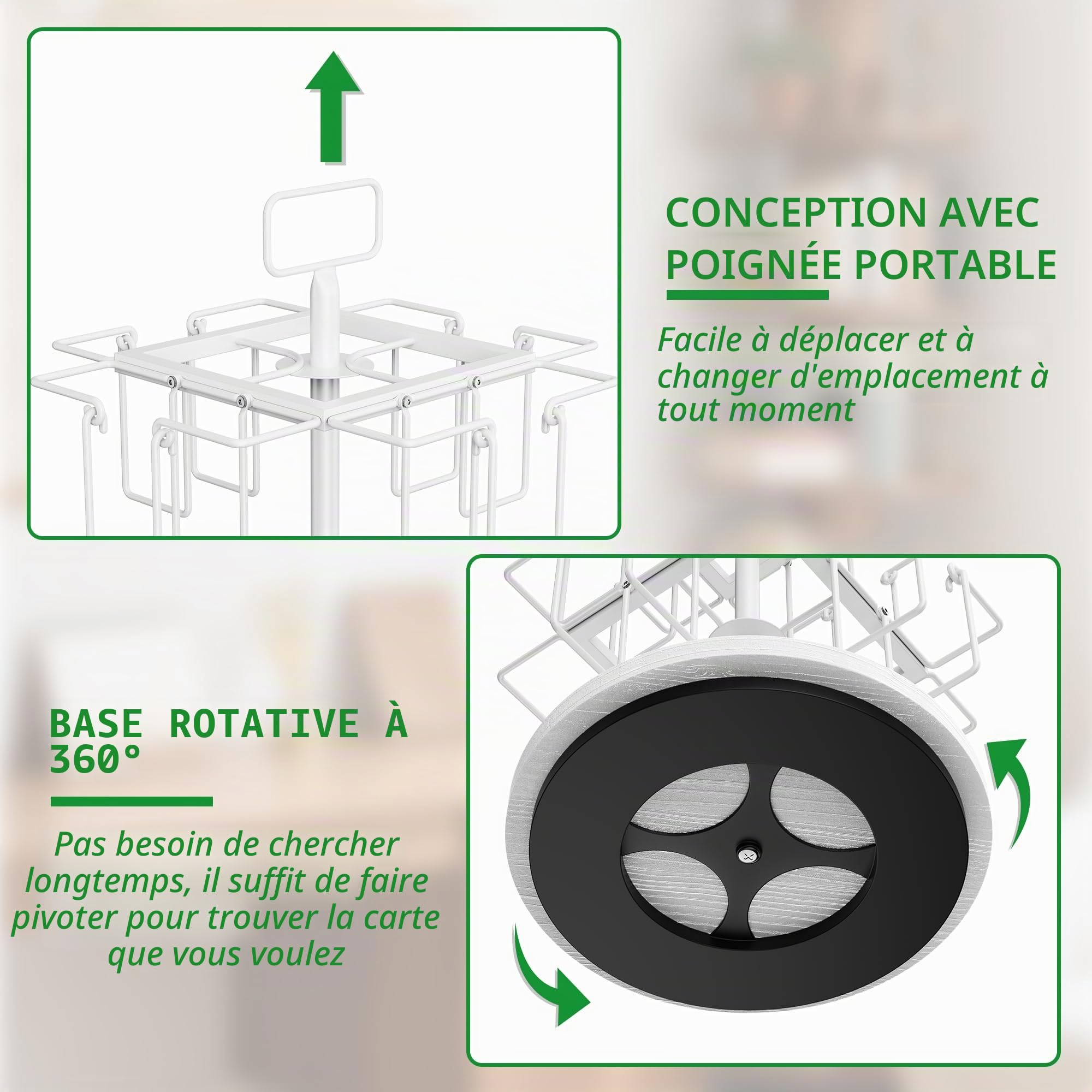 Présentoir rotatif à 3 niveaux avec 12 poches, support de cartes de vœux en métal pour autocollants, cartes photo, brochures, comptoir de cartes postales pour la maison, la vitrine, la vente au détail