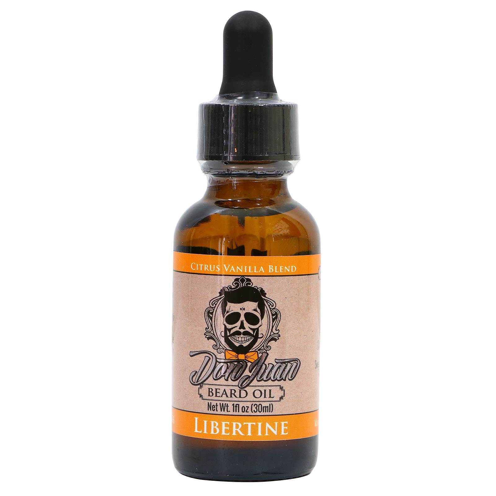 Don Juan Libertine Beard Oil And Conditioner - 100% Organic - Unique Blend Of Natural Oils Jojoba, Argan, Vitamin E, And More - Citrus Vanilla - Naturally Scented 1oz