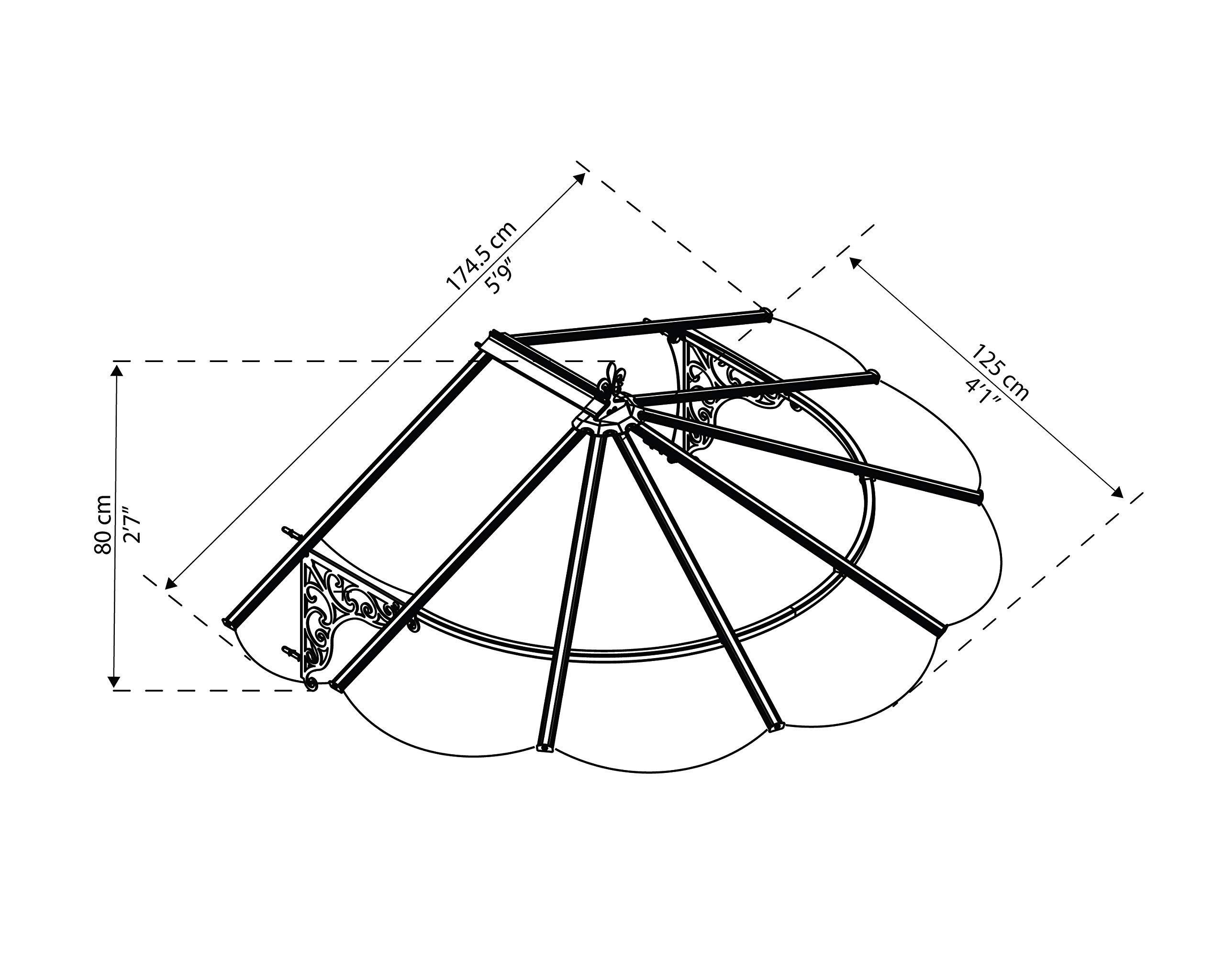 Canopia by Palram Auvent de porte d'entrée Iris 2.2m² Marquise de Porte, Protection Contre la Pluie et le Soleil pour Maison, (Noir)