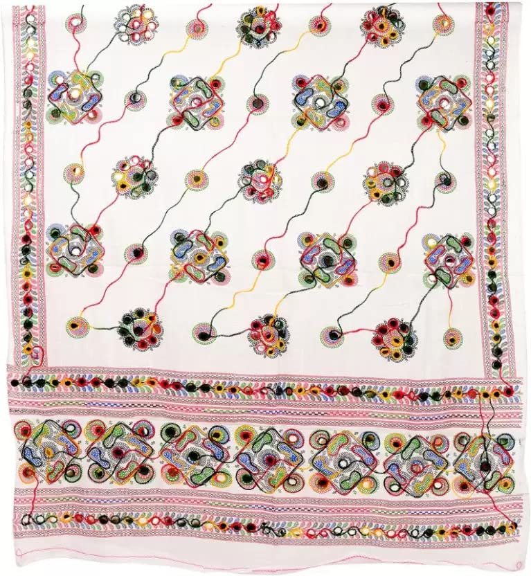 ETHINIC Craft Hub® Women's Cotton Embroidered Dupatta phulkari Jaipuri Rajasthani Dupatta Embroidered Dupatta2