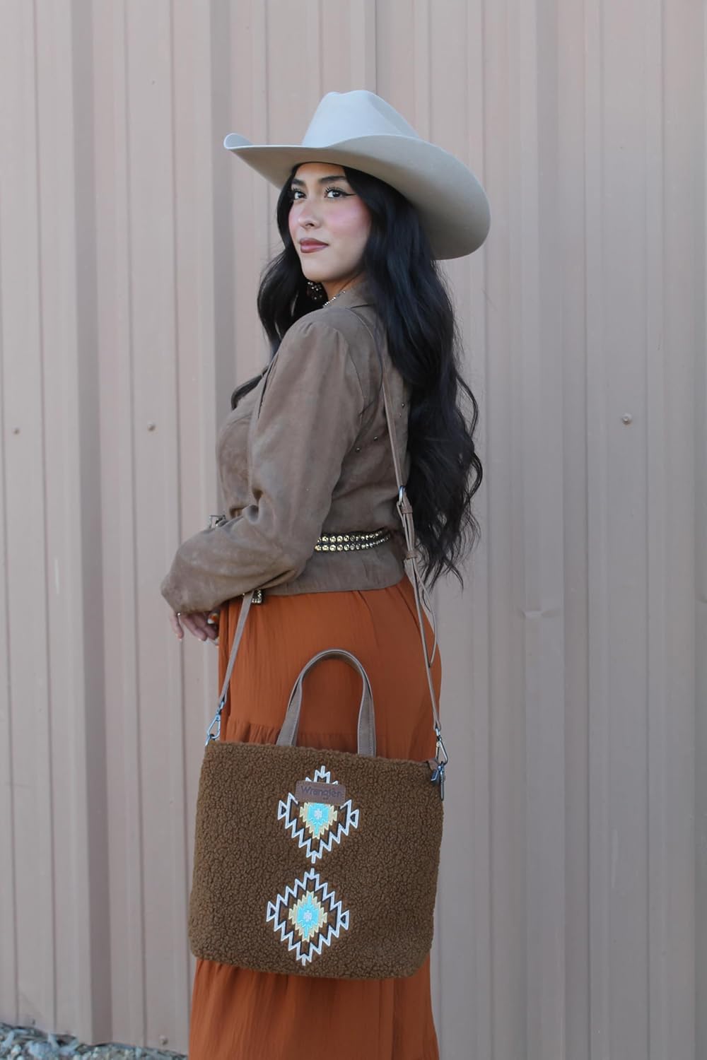 Wrangler Sherpa Crossbody Bags for Women Aztec Top-Handle Handbags and Purse - Image 3