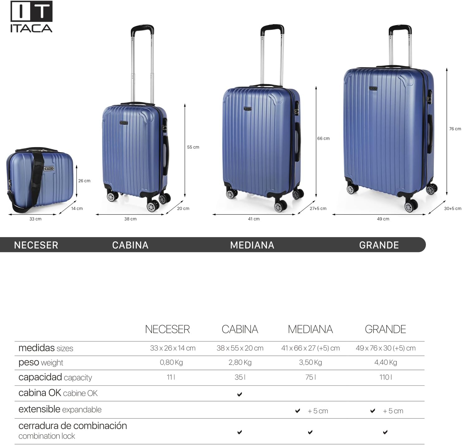 Itaca, Blue Sapphire, Suitcase 66cm