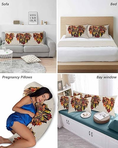 Miniatura 4 de Fundas de almohada de tamaño King con hojas de otoño y otoño, fundas de almohada suaves decorativas para sofá de cuerpo largo, funda de cojín lumbar