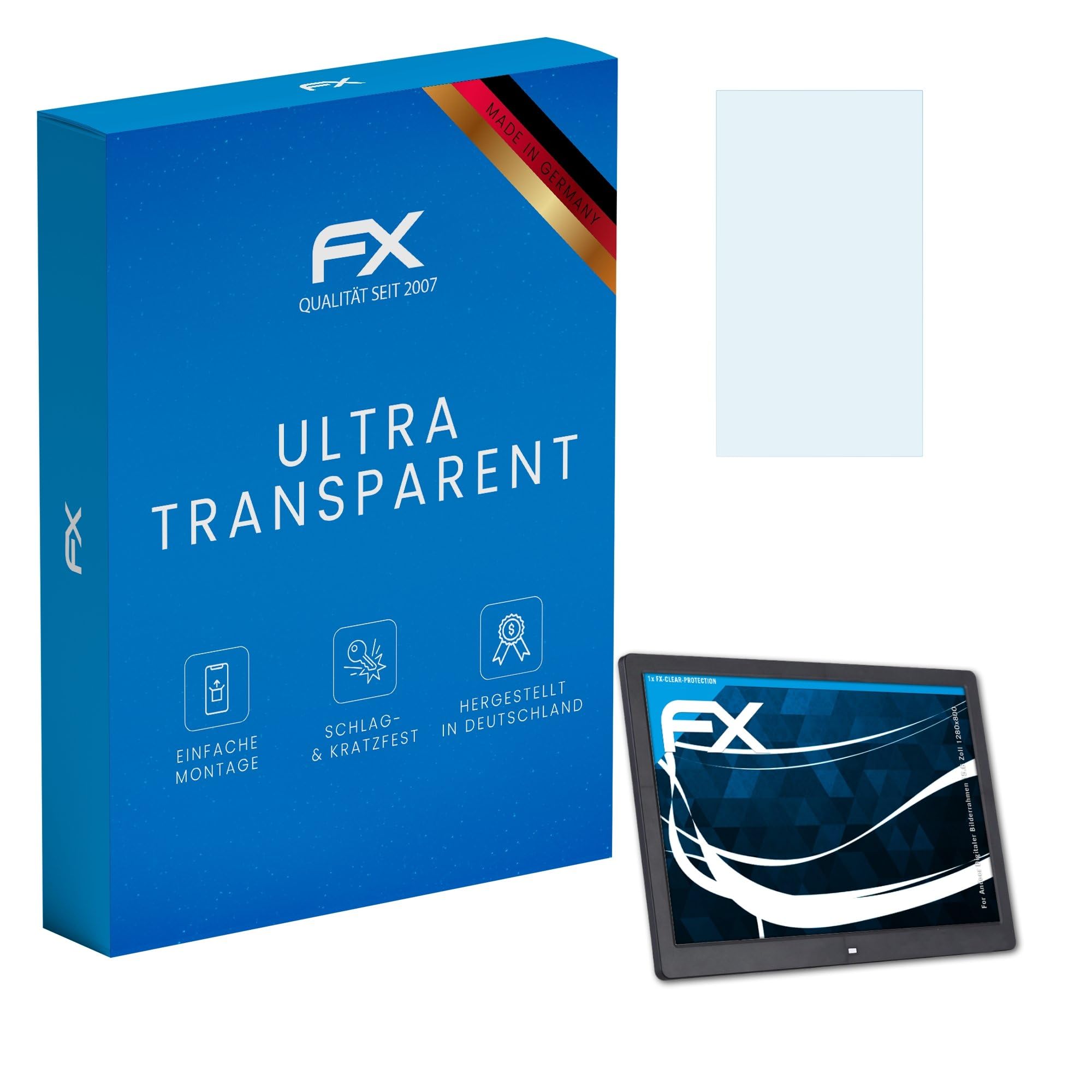 atFoliX Schutzfolie kompatibel mit Andoer Digitaler Bilderrahmen 15.6 Zoll 1280x800 Folie, ultraklare FX Displayschutzfolie