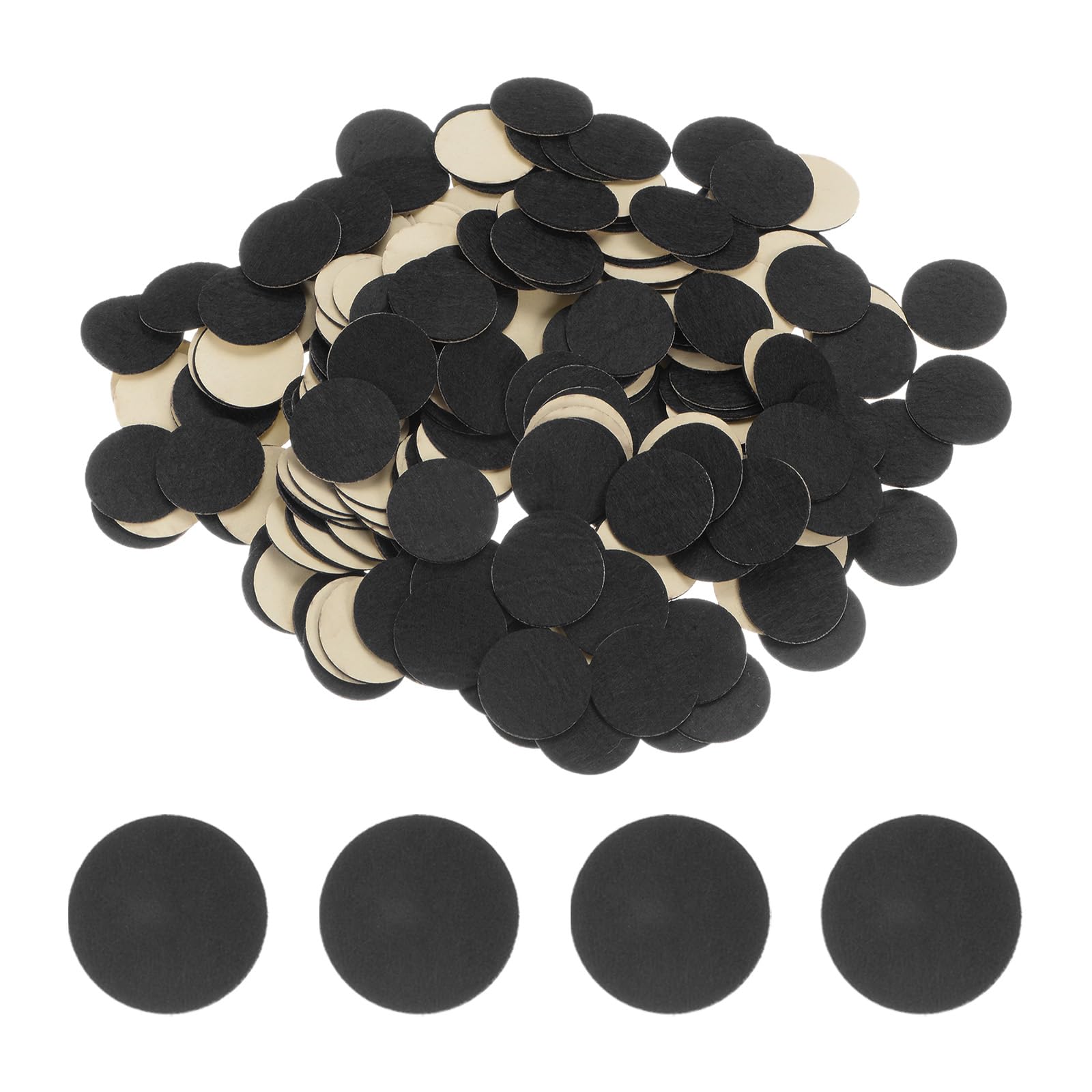 HARFINGTON 240pcs Round Adhesive Pre Cut Mini Felt Fabric Circles, 25mm 1" for DIY Craft Finishing, Black