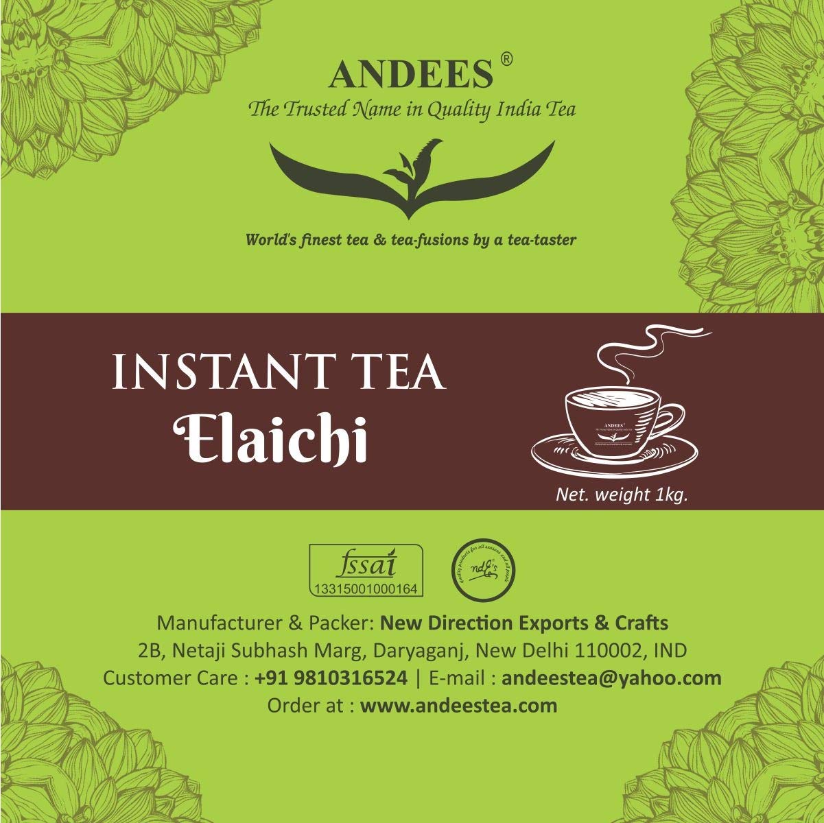 Buy Andees Instant Tea Premix Powder Elaichi Flavor 1 Kg Pack for