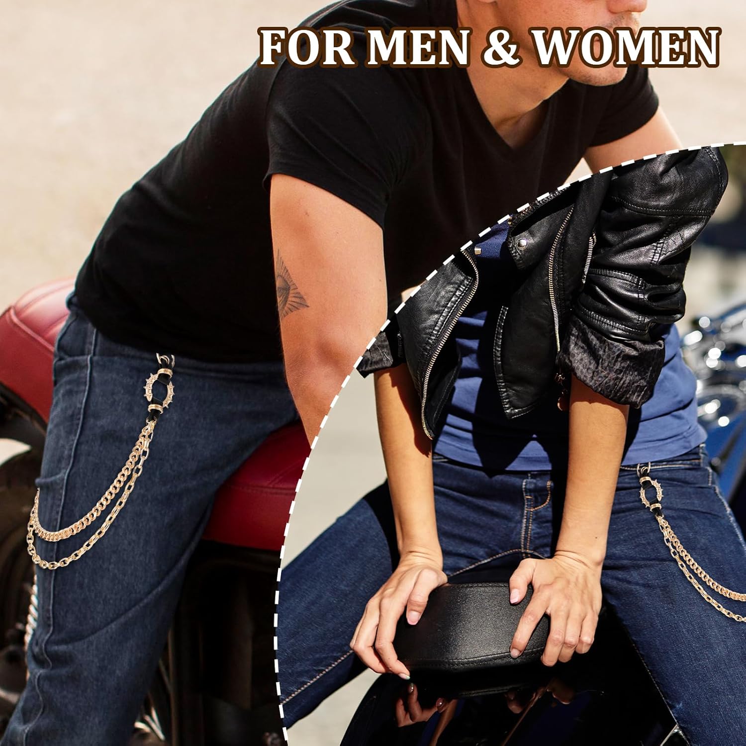 Unisex Gold Wallet Chain, Durable Biker Wallet Chain, Hip-hop Punk Style Jeans Chains for Men - Image 4