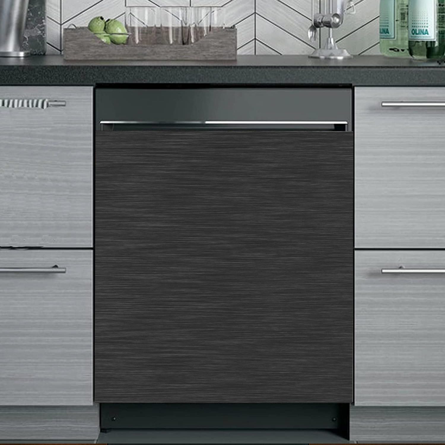 Stainless Steel Magnetic Dishwasher Cover, 23.5” x 26” Brushed Magnetic Dishwasher Door Cover, Kitchen Decorative Fridge Panel Decal, Refrigerator Appliance Covers, Black Appliances Decorate Sticker