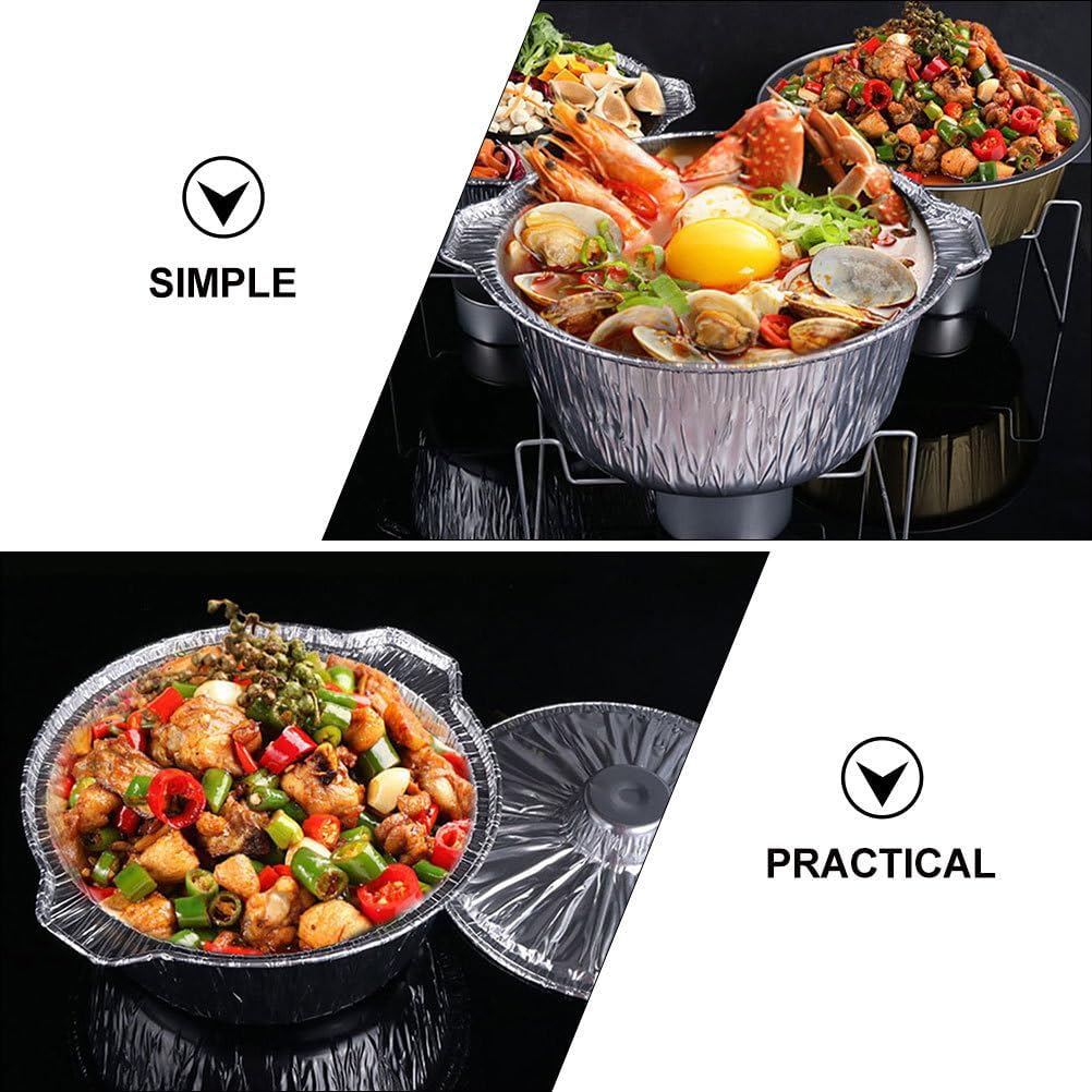 Cabilock 5 Pack Aluminum Foil Pot Lids Baking Pan for Bbq Outdoor Cooking Disposable Aluminum Baking Pots