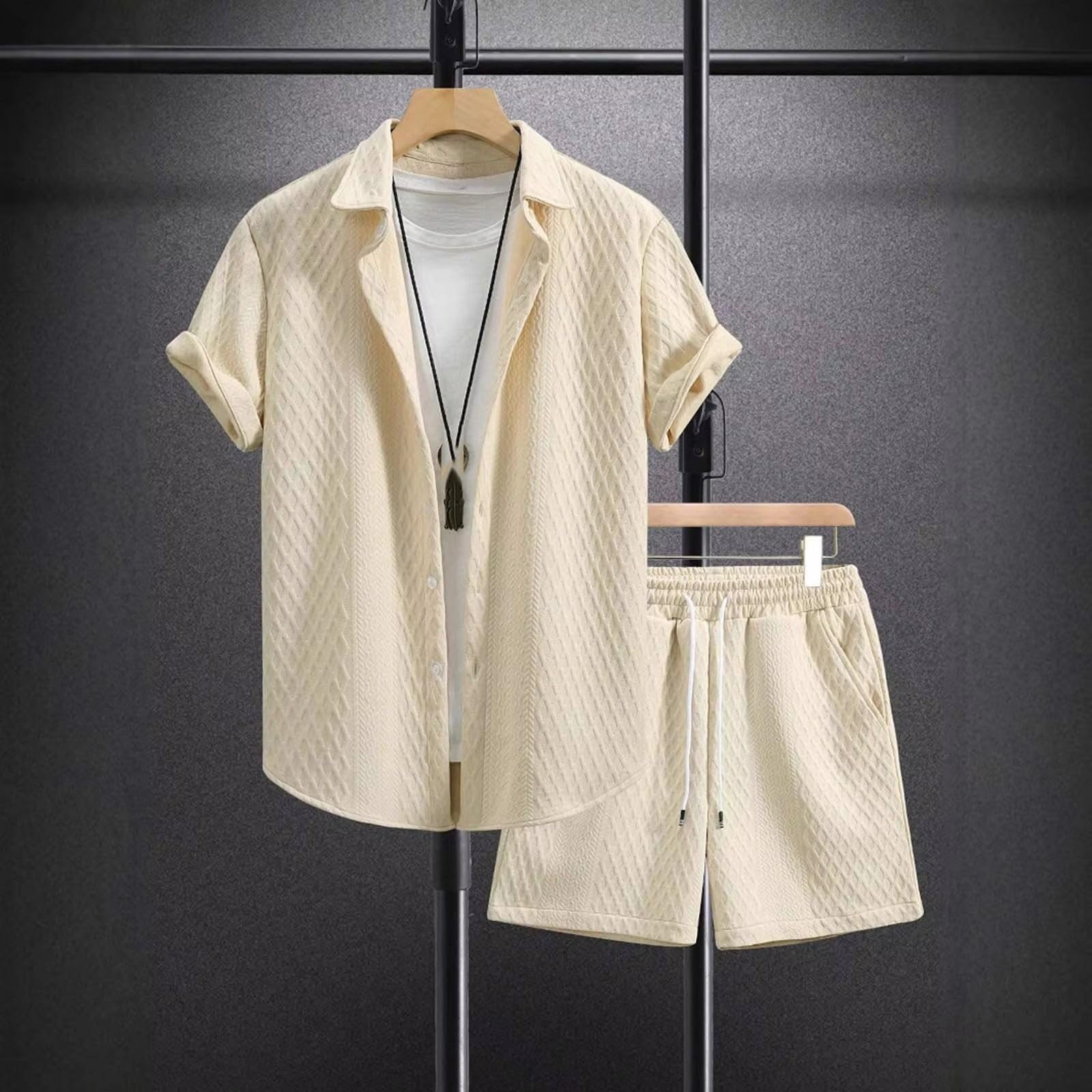 Set da uomo pantaloncini in maglia, sportivo casual vacanza estate