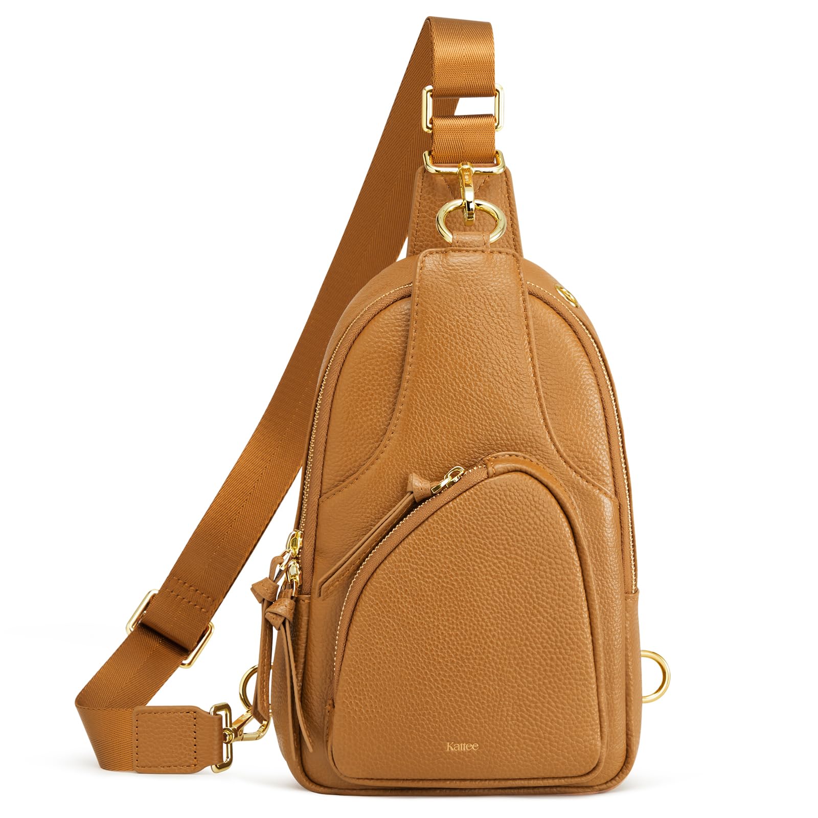 Kattee Sling Bag for Women, Leather Fanny Packs Crossbody Purse, Small Chest Bag with RFID Blocking, Brown