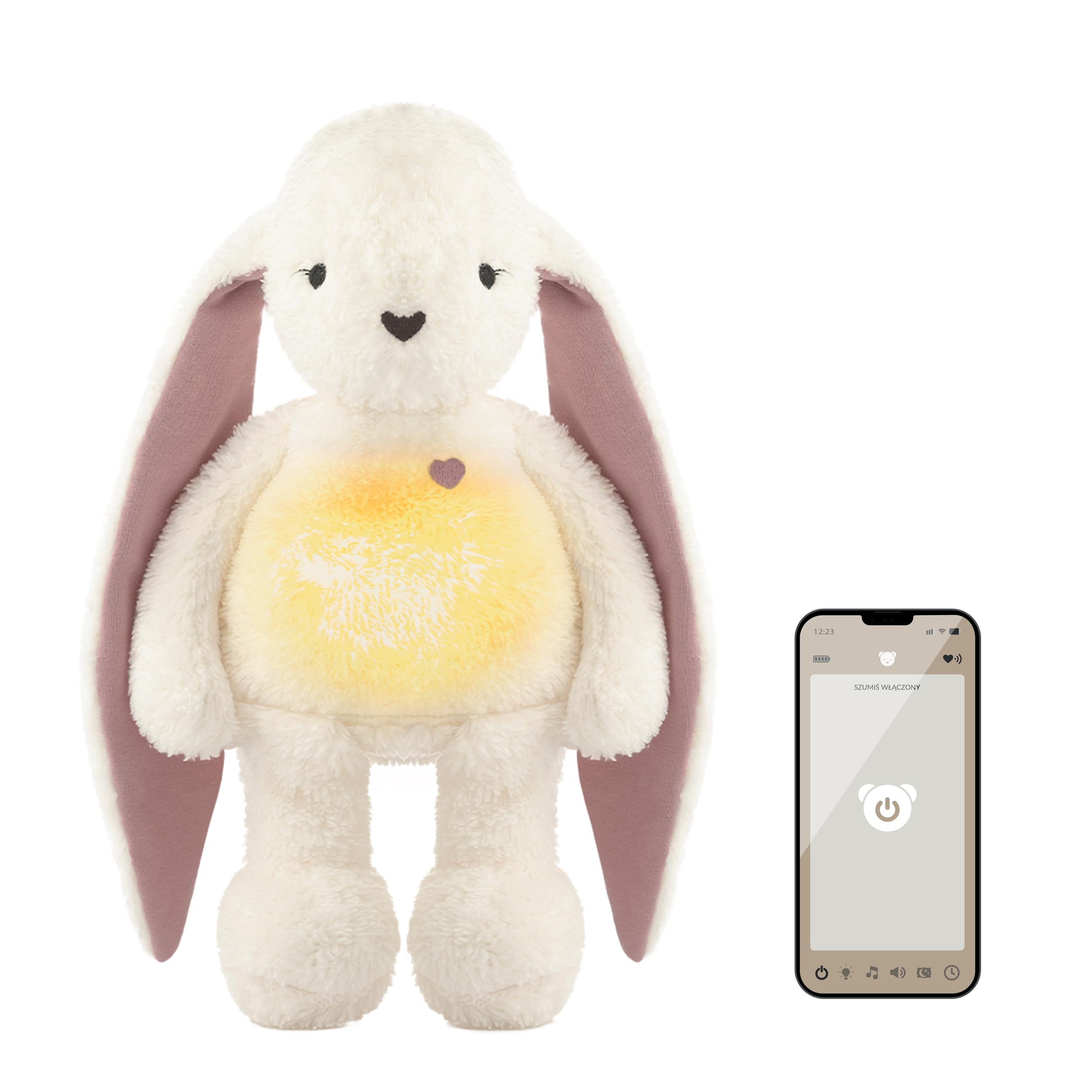 myHummy Bunny Ecru-Rosa Plüschtier mit weißem Rauschen mit App und Schlafsensor