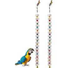 2 Pack 27 Inches Extra Long Bird Chewing Toy, Parrot Beak Grinding Calcium Stone with Bells, Bird Cage Accessories, Cage Toys for Cockatiel Parakeet Parrot Budgies Rat Hamster Rabbit African Grey