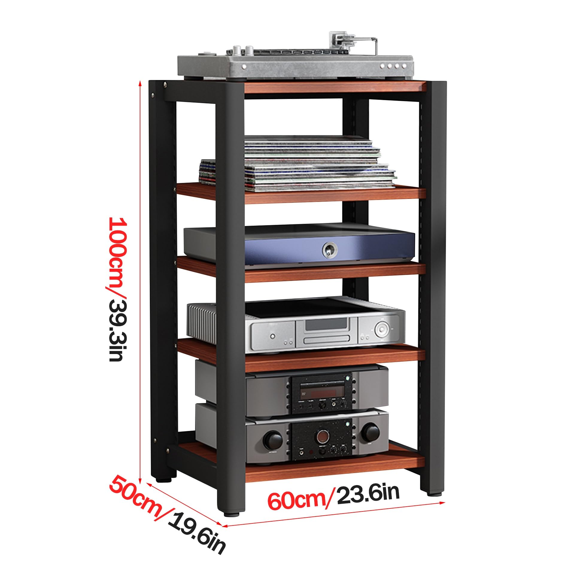 Supporto multimediale AV, mobiletto audio video in legno a 2/3/4/5 ripiani, per proiettori Xbox, TV, ripiano portaoggetti versatile e rack DVD HiFi, supporto per console per giochi e accessori di