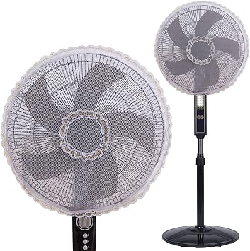 2 Pack Summer Fan Safety Protection Cover, Round Electric Fan Guard Dust Covers, Kid Baby Finger Protector, Anti-Pinch Hand Electric Fan Mesh Net Cover for Pedestal Fan, Standing Floor Fan