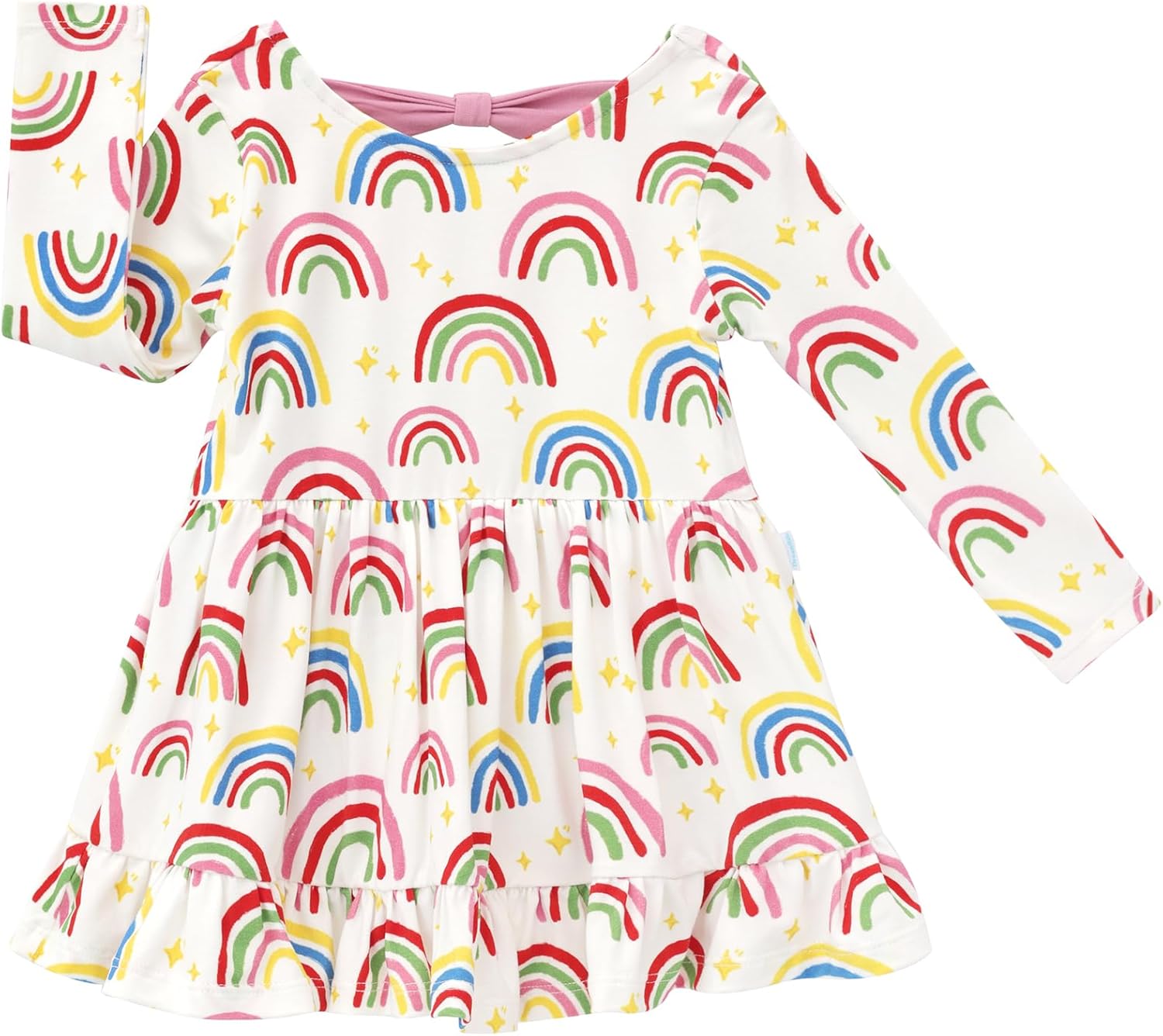 Baby Girl Bodysuit Dress Long Sleeve Twirl Dresses Bamboo Viscose Clothes with Snaps for Easy Diaper Changes