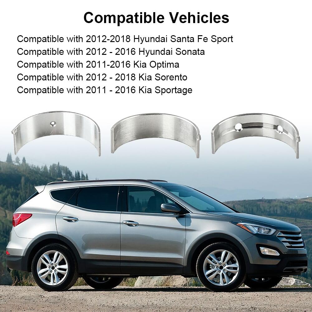 Kit De Cigüeñal Y Rodamientos De Motor Compatible Con Hyundai Santa Fe Sonata Tucson Kia Optima Sorento Sportage 2.4L, Reemplazar 23111-2G200 23111-2G230 - View #9