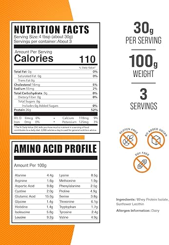 Miniatura 7 de Polvo de aislados de proteína suero de leche de BulkSupplements Aislados 90  limpios y puros sin sabor para hombres y mujeres Construye masa