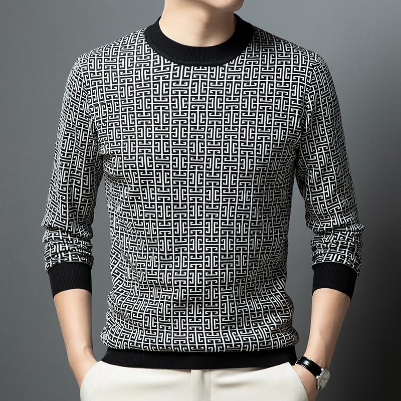 Men's Round Neck Wool Long Sleeve Knitwear Undershirt 5