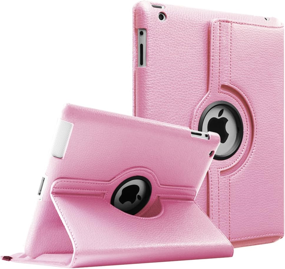 Fintie Rotating Case for iPad 4 3 2 (Old Model) 9.7 inch Tablet - 360 Degree Rotating Smart Stand Protective Cover Auto Wake/Sleep for iPad 4th Gen Retina Display, iPad 3 & iPad 2, Pink