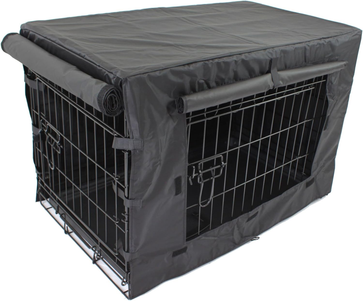 Curated visual reference: Large Dog Crate Waterproof Cover With Windows Reference: Pet Dog Crate Waterproof Cover Metal Folding Cage Portable Kennel
