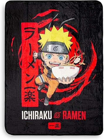 Naruto Shippuden Ichiraku Ramen Fleece Throw Blanket | Plush Soft Polyester Cover for Sofa and Bed, Cozy Home Decor, Luxury Room Essential | Anime Manga Gifts for Adults, Teens | 45 x 60 Inches