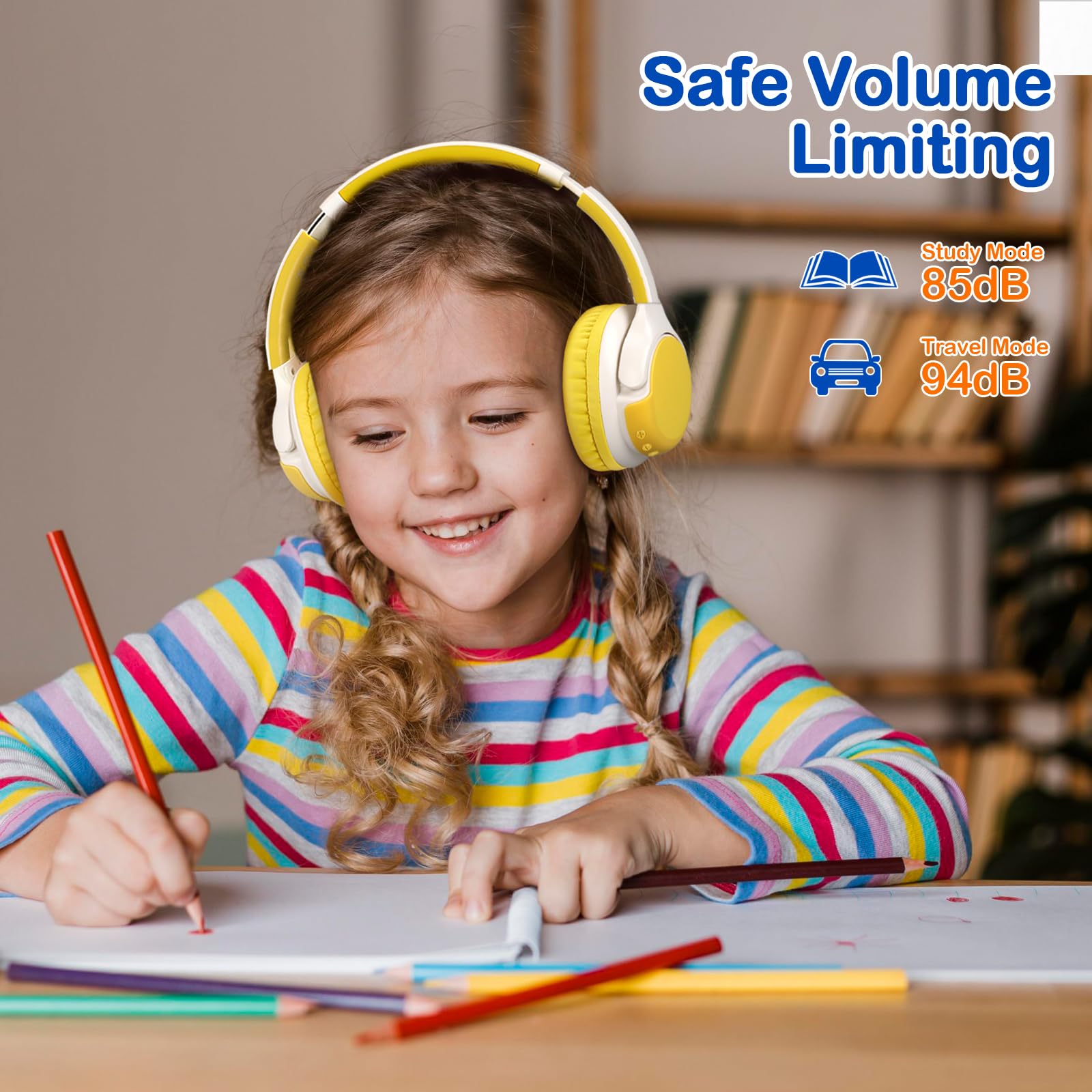 ZIHNIC Kids Bluetooth Headphones, Kids Wireless Headphones Over