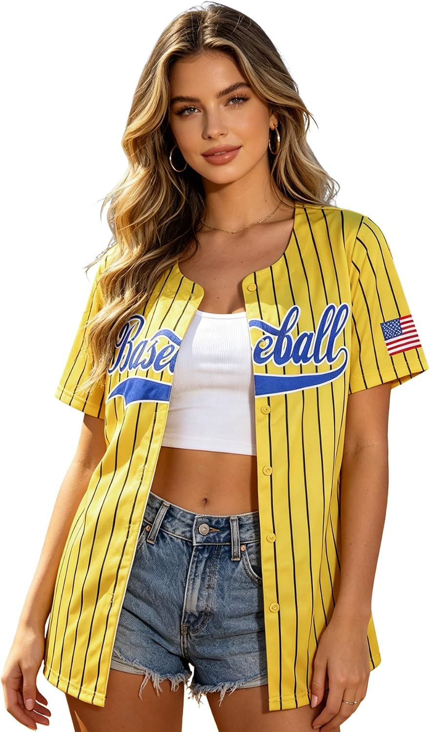 Women Baseball Jersey Button Up Short Sleeve Scoop Neck Graphic Tee Shirt Game Day Fan Casual Sport Tops